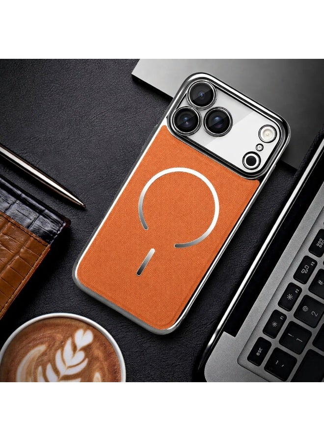 جراب فاخر من الجلد المغناطيسي لهاتف آيفون 17 برو ماكس، مقاوم للصدمات، غطاء نحيف - Image 4